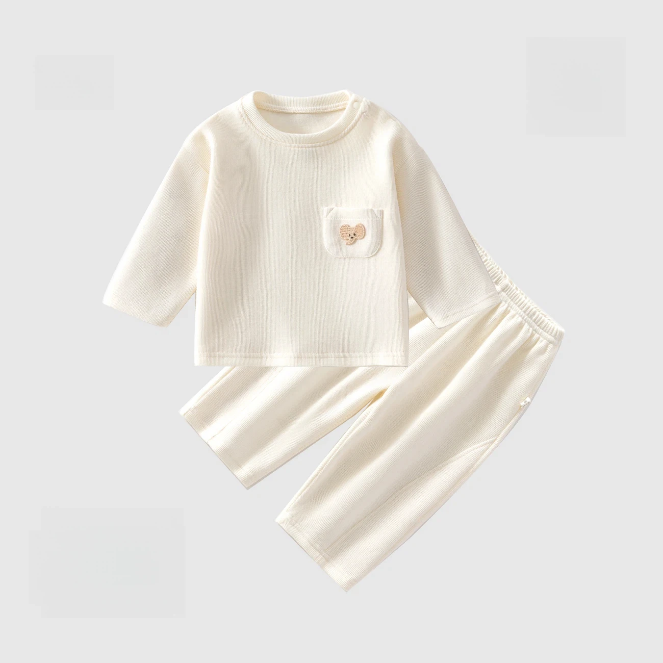 Baby Autumn Homewear Set, Soft Jacquard Baby Long-Sleeved Pajamas, Class a Children's Underwear Two-Piece Set