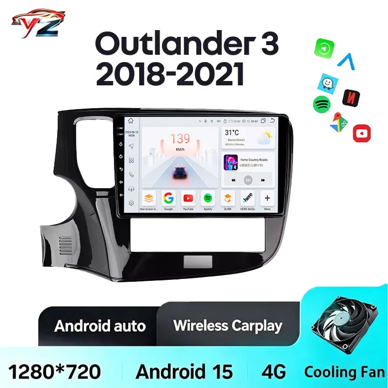 Android15 Android Car Radio For Mitsubishi Outlander 3III GF0W GG0W 2018-2021 CarPlay Android Auto Carplay 4G WIFI GPS Head Unit