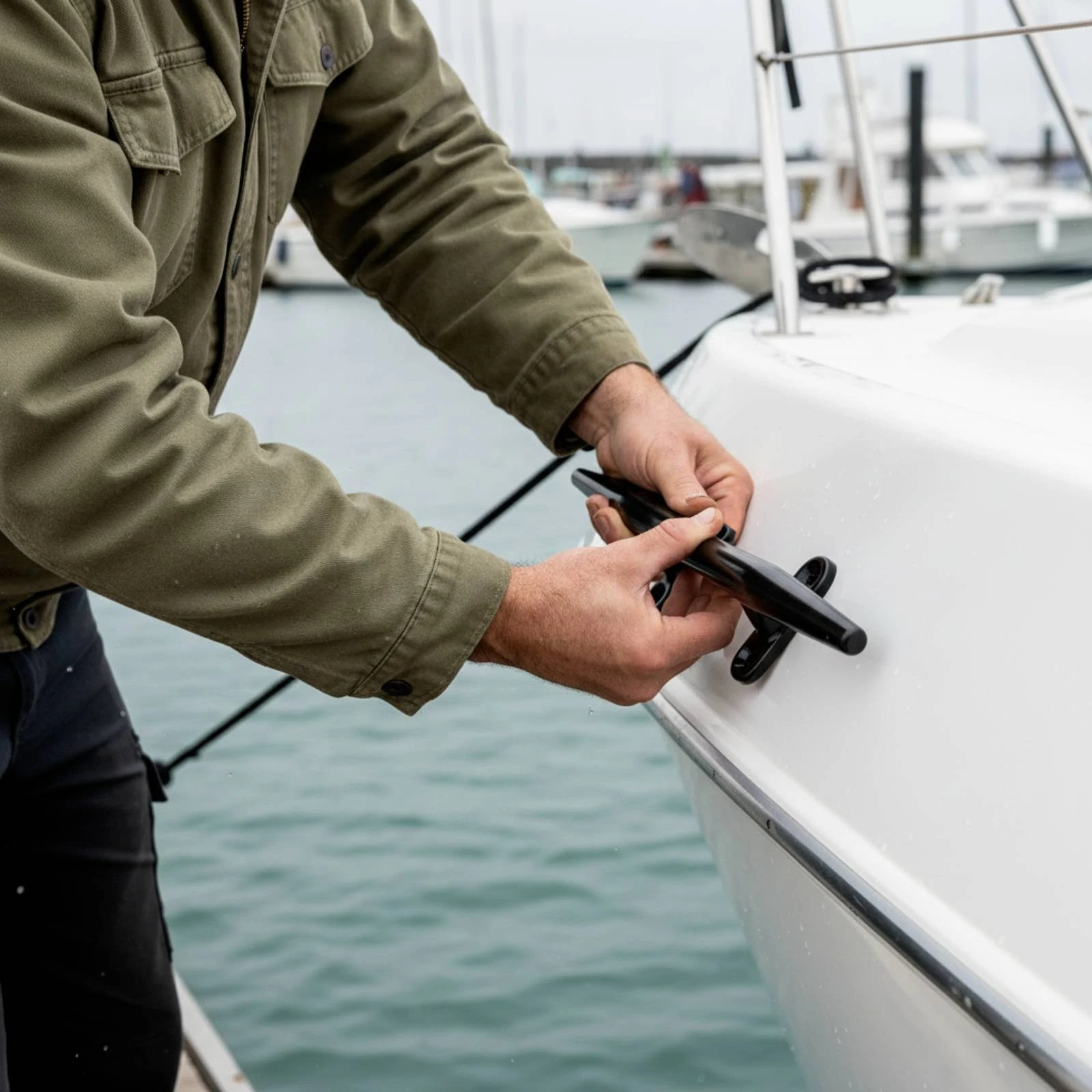 Mooring Cleat Black Boat Cleat Hardware Sleek Sturdy for Boats, Docks