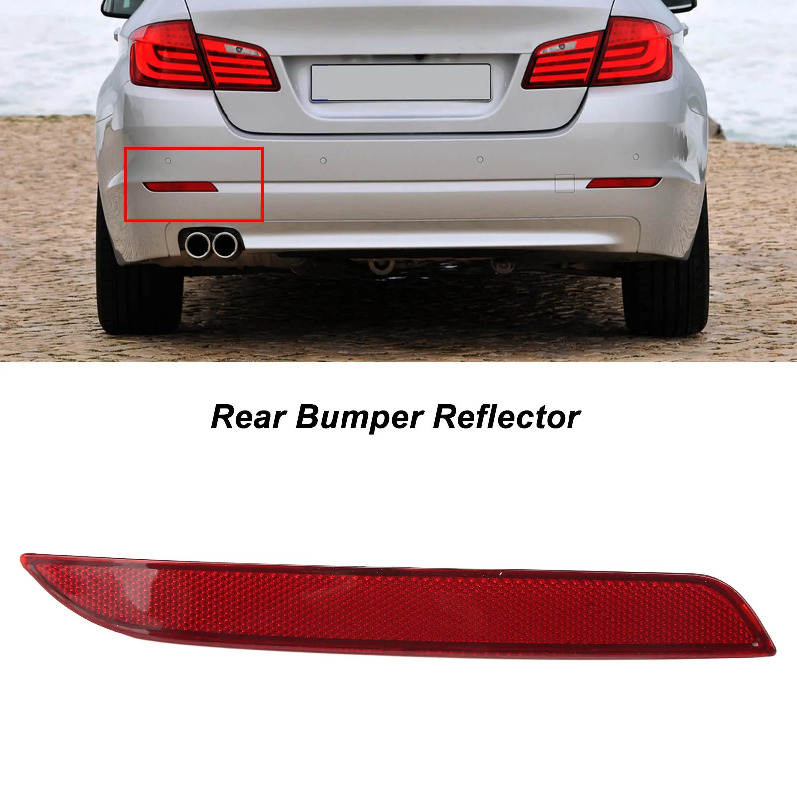 Rear Bumper Marker Reflector Rear Bumper Reflector Red High Visibility Professional ABS Plastic for F10 5 SERIES 2010‑2016