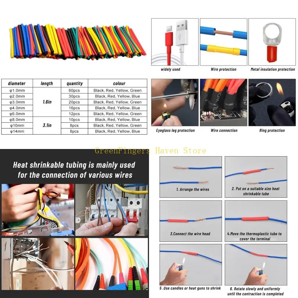 

F68D 164 PCS Электрическая изоляция тепловая термоусадочная трубка