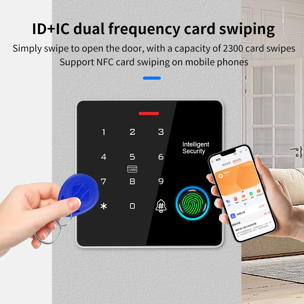 IP65 Standalone Fingerprint Access Controller 125kHz 13.56MHz Backlit Metal Keypad Light with Door Relay Lock (Commercial Grade)