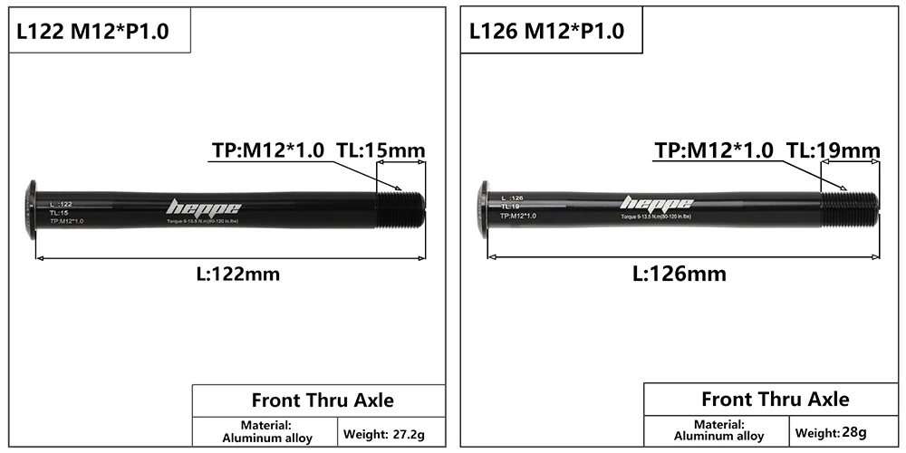 HEPPE MTB Rennrad Steckachse Vorderradgabel Welle Spieße Hinterradnabe Steckachse 12x142/148 12x100/110 Fahrrad Barrel Achse M12xP1,0/1,5 – Detail 3