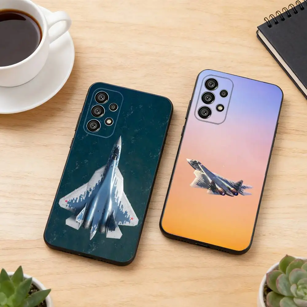 Sukhoi Su 57 Fighter Phone Case For Samsung S25,S24,S21,S22,S23,S30,Ultra,S20,Plus,Fe,Soft Silicone Black Cover