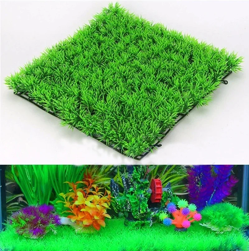 25x25 cm Artificial Grass Mat Fake Moss Landscape Decoration Aquarium Fish Tank Simulation Plants Lawn Turf Green water lawn