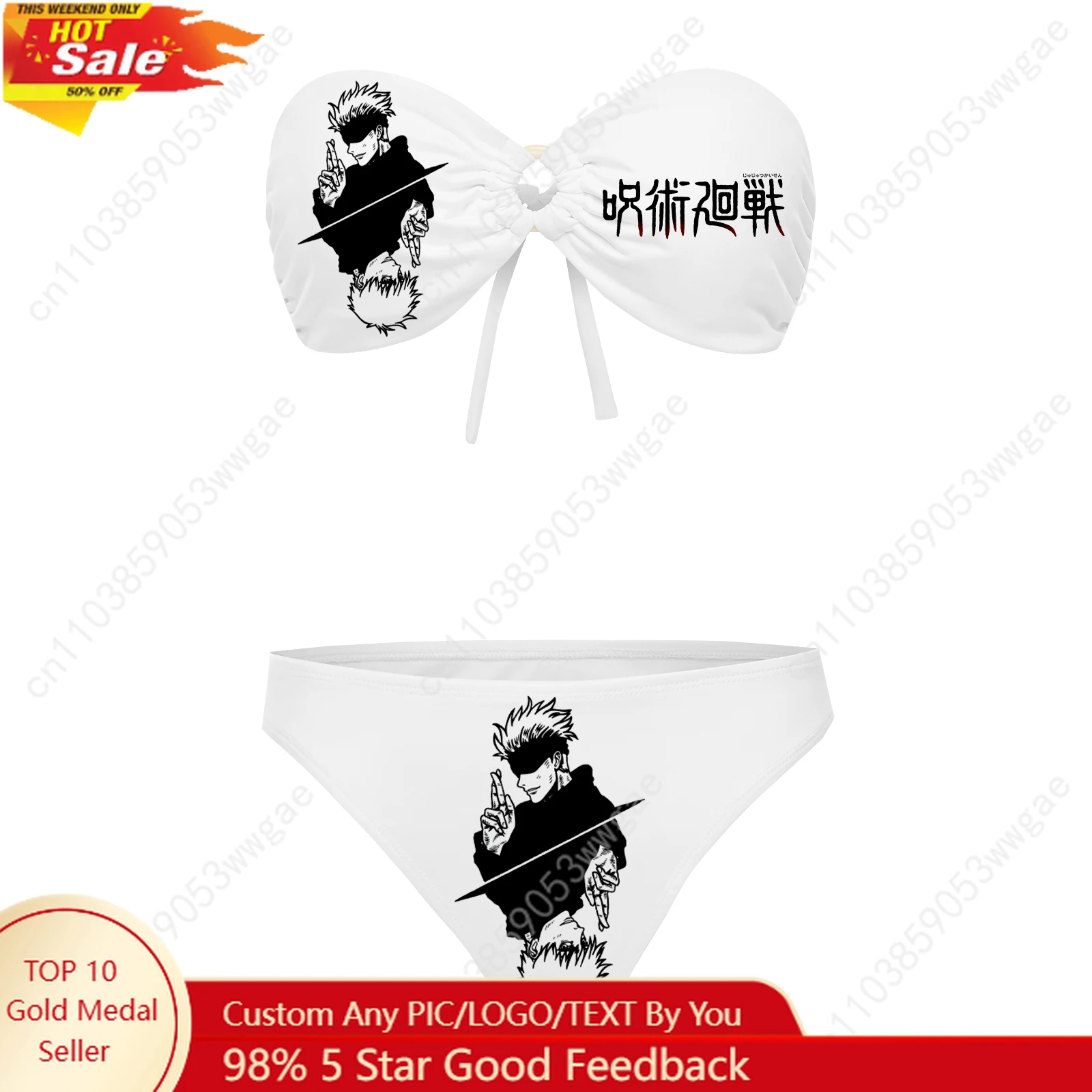 

Gojo Strapless Swimsuit Women Bathing Suit Personalized Fashion Swimwear Pool Party Beach Sexy Bikini Anime Customized Beachwear