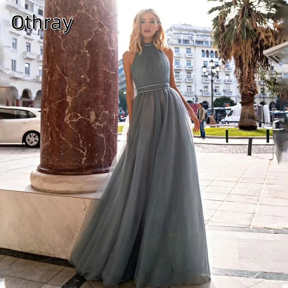 Othray Halter Boho Beach Sleeveless Floor Length A Line Evening Dresses Custom Made Formal Party Grown Wear