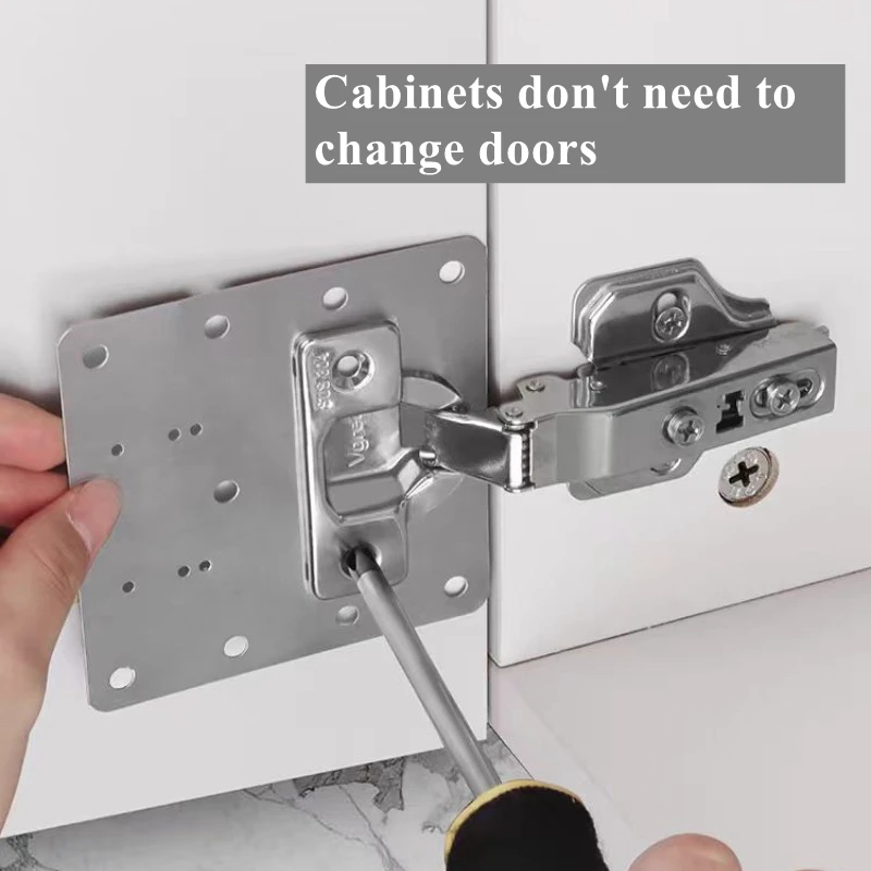 Thickened Stainless Steel Hinge Repair Plate Cabinet Cupboard Door Hinges Mounting Fixing Bracket Kit with Holes 6 PCS