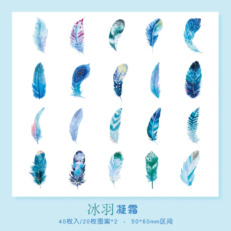 20Pcs Luxury Imitation Feather Stickers, Transparent Iridescent TextureDIY Handmade Album Scrapbooking Decorative Paper Supplies - view 6