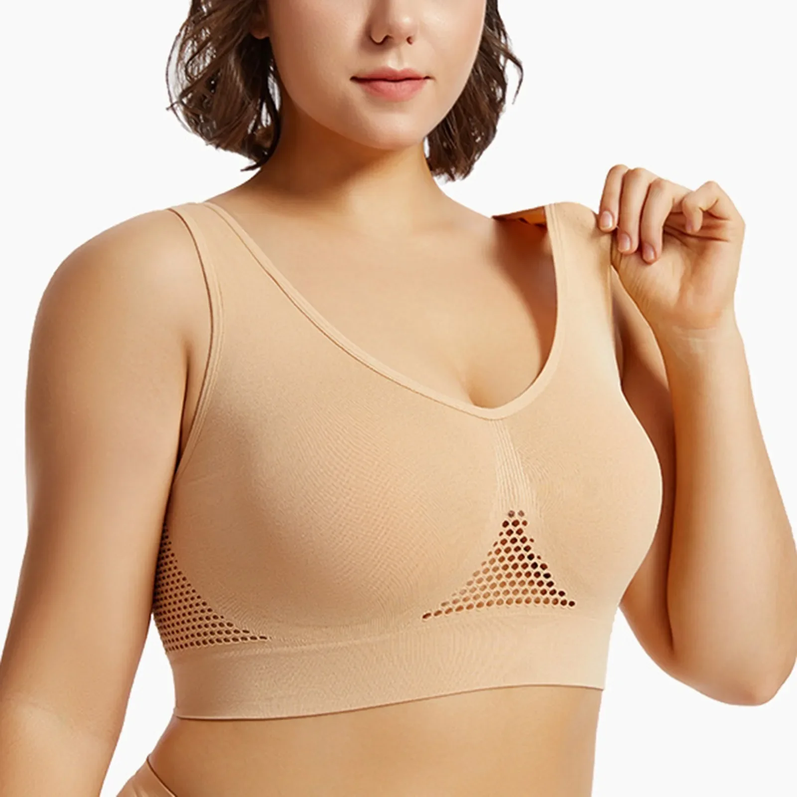 Women Large Size Bra Vest Daily Casual Running Fitness Yoga Beauty Tank Top Sports Vest Without Steel Rims Comfy Breathable Bra image 3