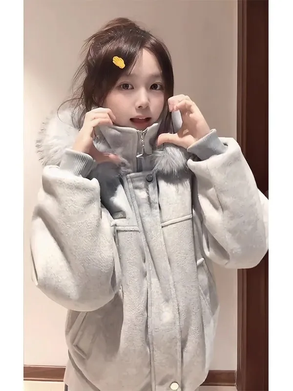 

Thiened Winter Cotton Jaet Men Women Sle Warm Plaid Lapel Mountain Eagle Coat Youth Trendy Brand Couples Woolen Outerwear