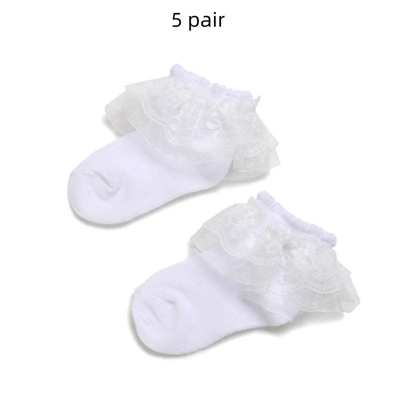 Weiße, weiche Baumwoll-Babysocken für Kleinkinder, Taufsocken für Neugeborene, 0–18 Monate, 5 Paar Socken – Detail 5