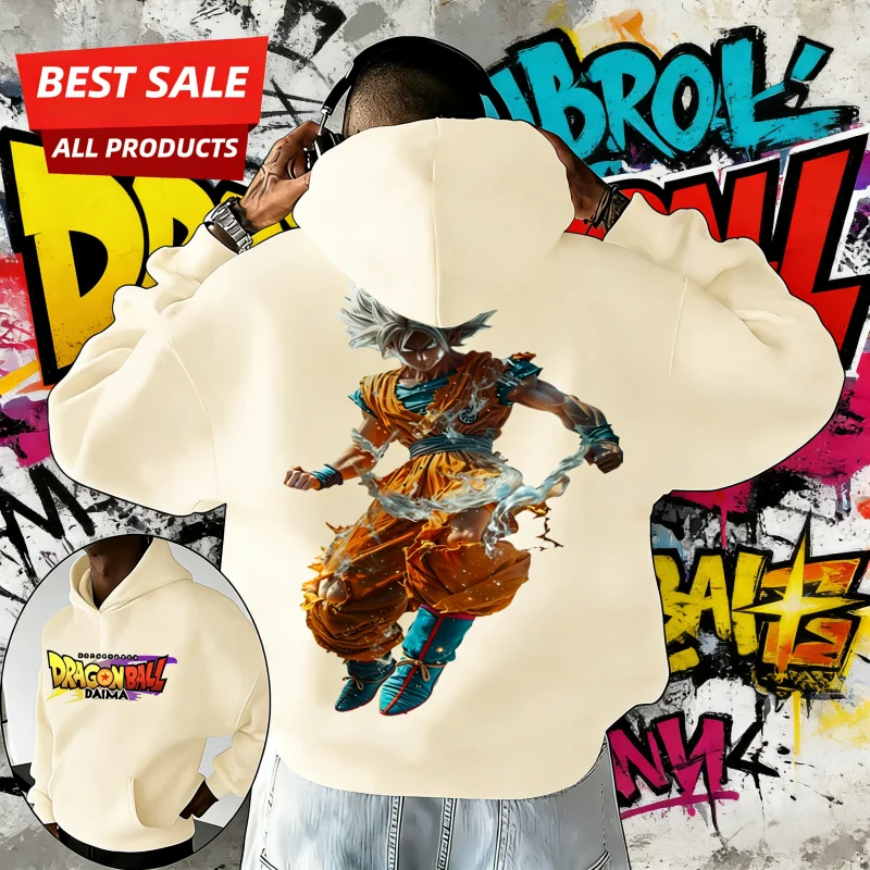 

2026 Autumn Winter Dragon Ball DAIMA Hoodie | 100% Cotton Ultra Instinct Goku Print | Oversized Unisex Pullover for DBZ Fanatics