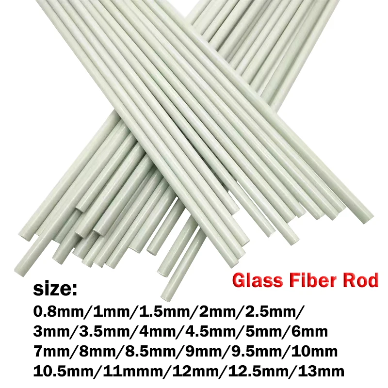 

10PCS White Glass Fiber Rod Diameter 0.8mm~ 13mm Insulation and High Temperature Resistance Solid Fiberglass Bar Length 500mm