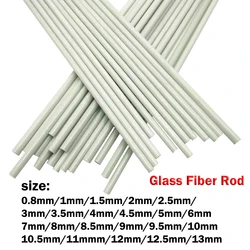 10PCS White Glass Fiber Rod Diameter 0.8mm~ 13mm Insulation and High Temperature Resistance Solid Fiberglass Bar Length 500mm