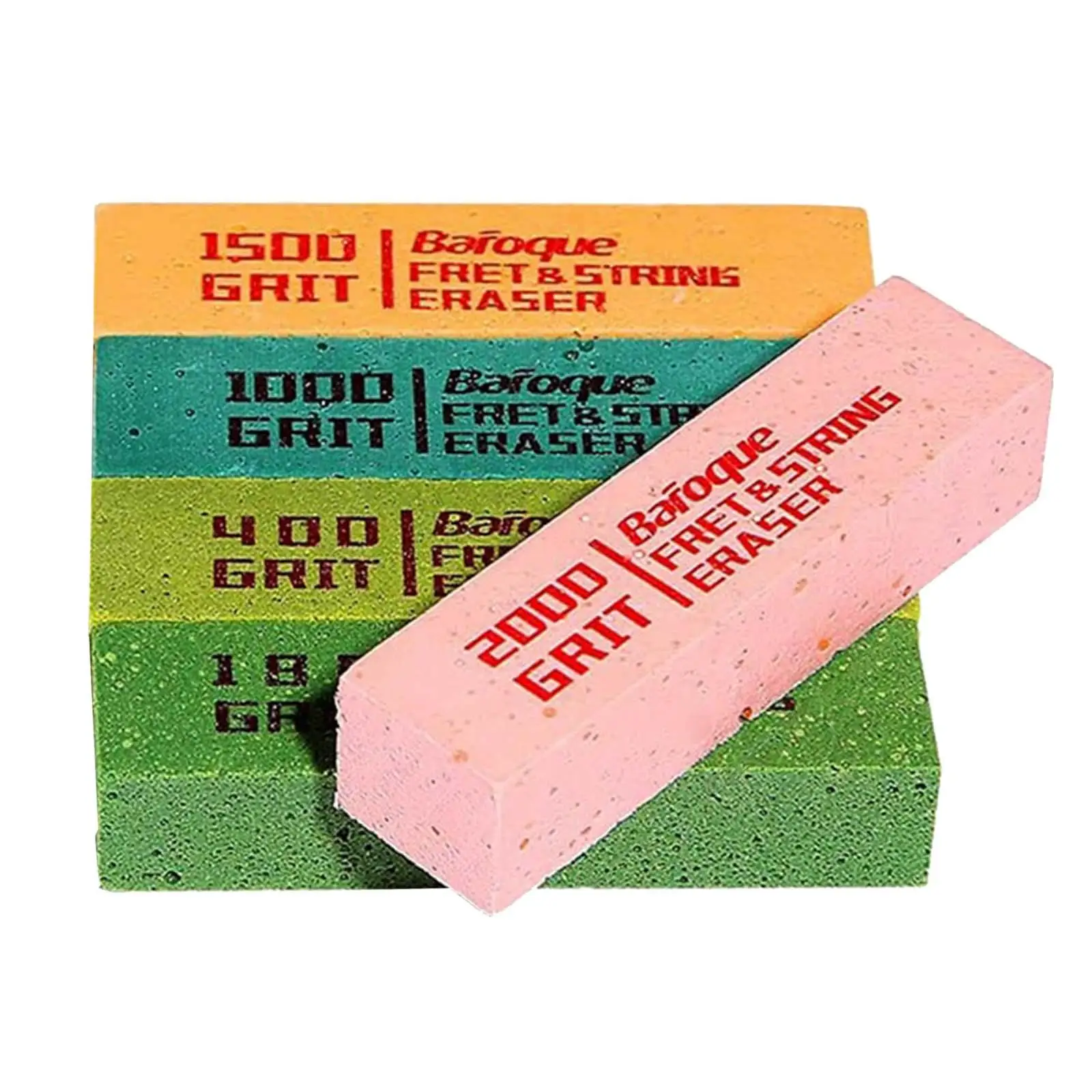 5x Fret Erasers for Guitar, Fret Polishing Cleaner, Frets Polish Tools , 180& 400& 1000& 1500& 2000 Grit