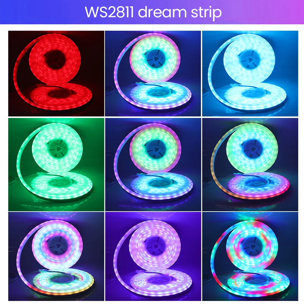 Bluetooth RGB Neon Light Sign 12V WS2811 Addressable Full Color Neon Rope Tape 60Leds/m IP67 Waterproof Tube Outdoor Lighting