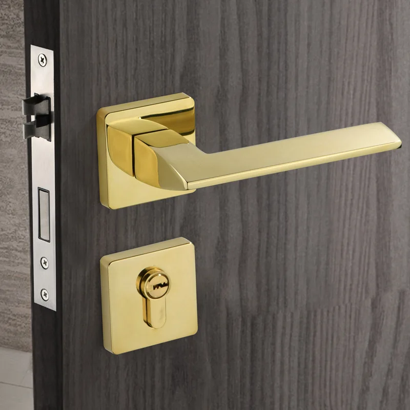 

New Locks Black Split Indoor Door Lock Home Universal Bedroom Door Handle Mute Light Luxury Golden Room