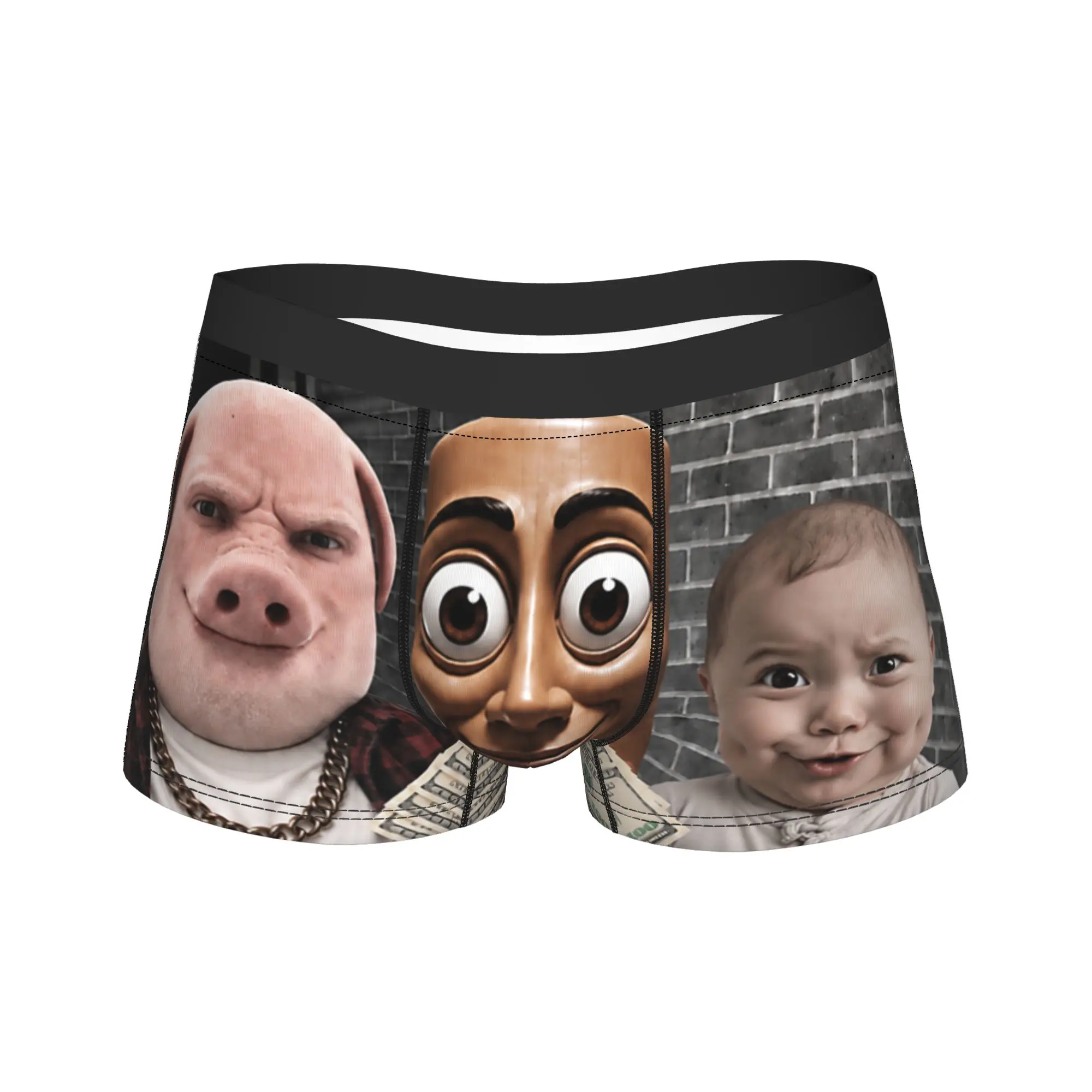 Motion at Your Front Door Tung Sahur John Pork Ai Baby Meme Underwear Man Shorts Briefs Elastic Boxershorts Plus Size Underpants