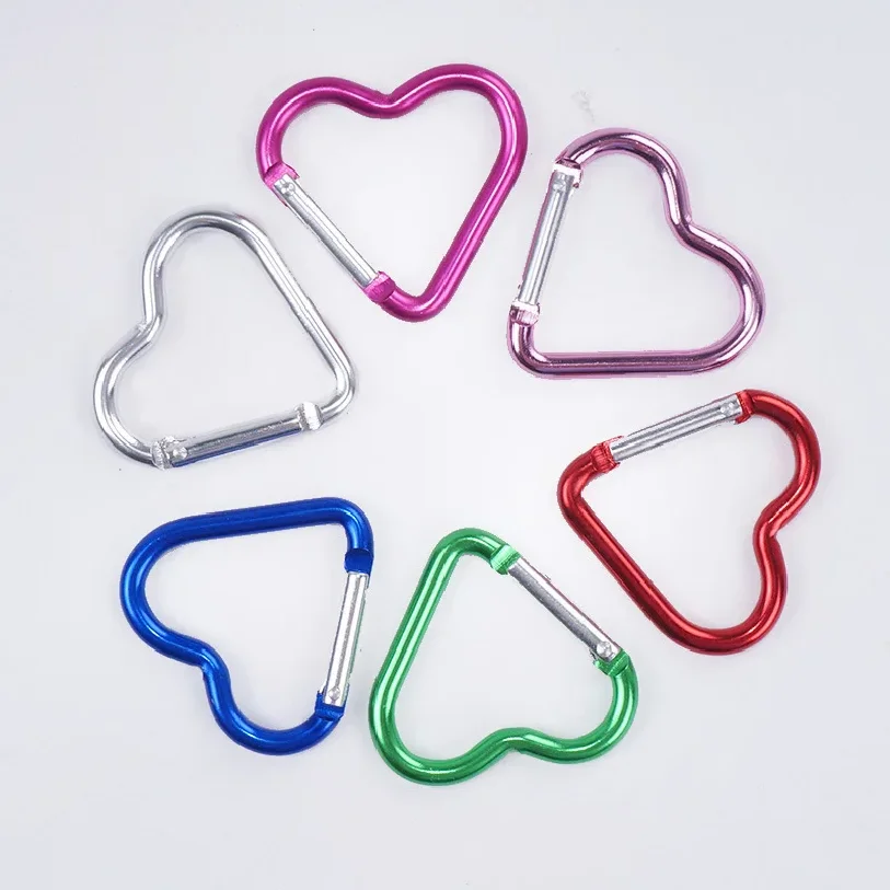 

1 Pcs Heart-shaped Aluminum Carabiner Key Chain Clip Outdoor Keyring Hook Water Bottle Hanging Buckle Travel Kit Accessories