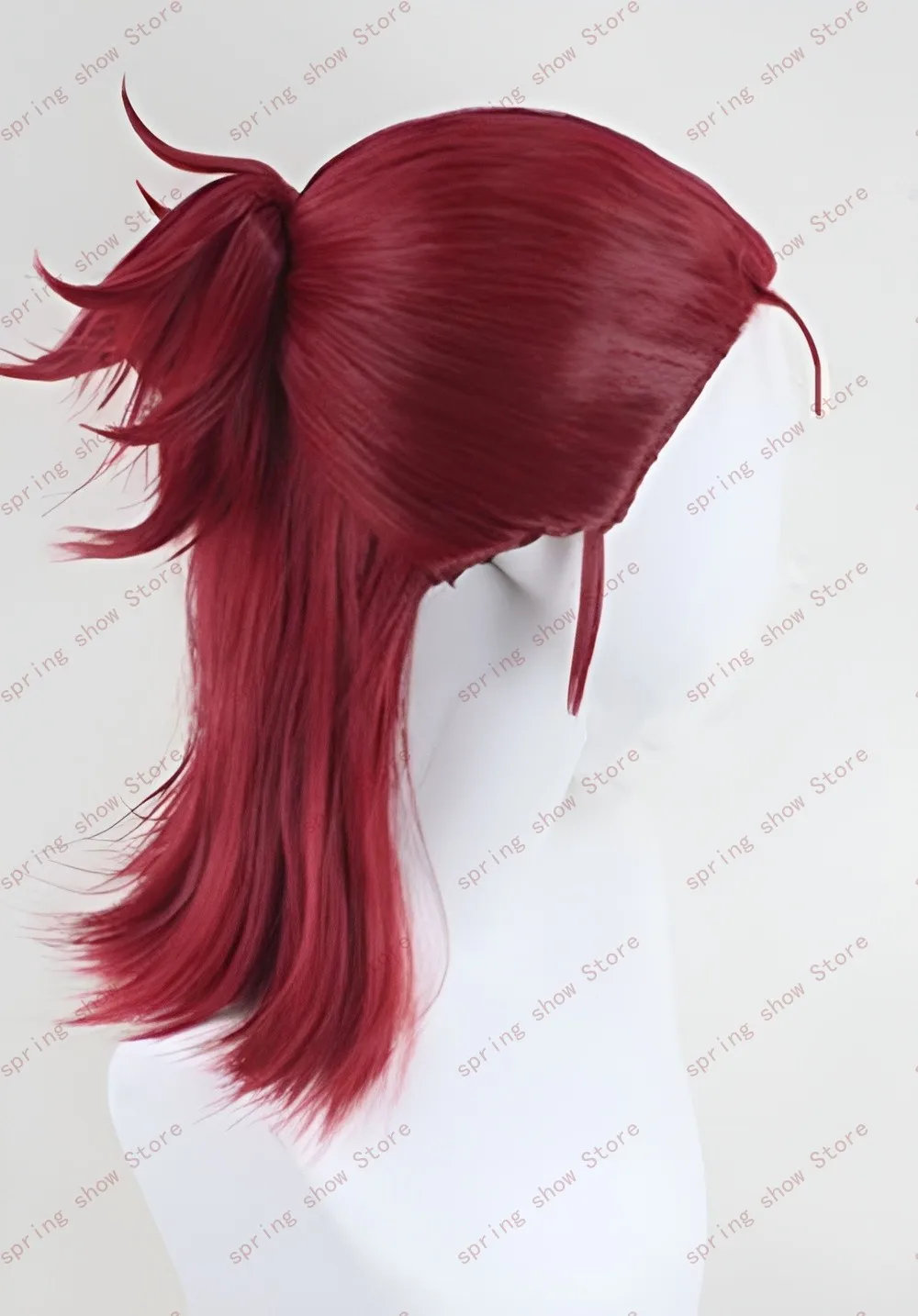 TEK KEN 8 Hwoarang Cosplay Costume Hair Headwear Wine Red Wig