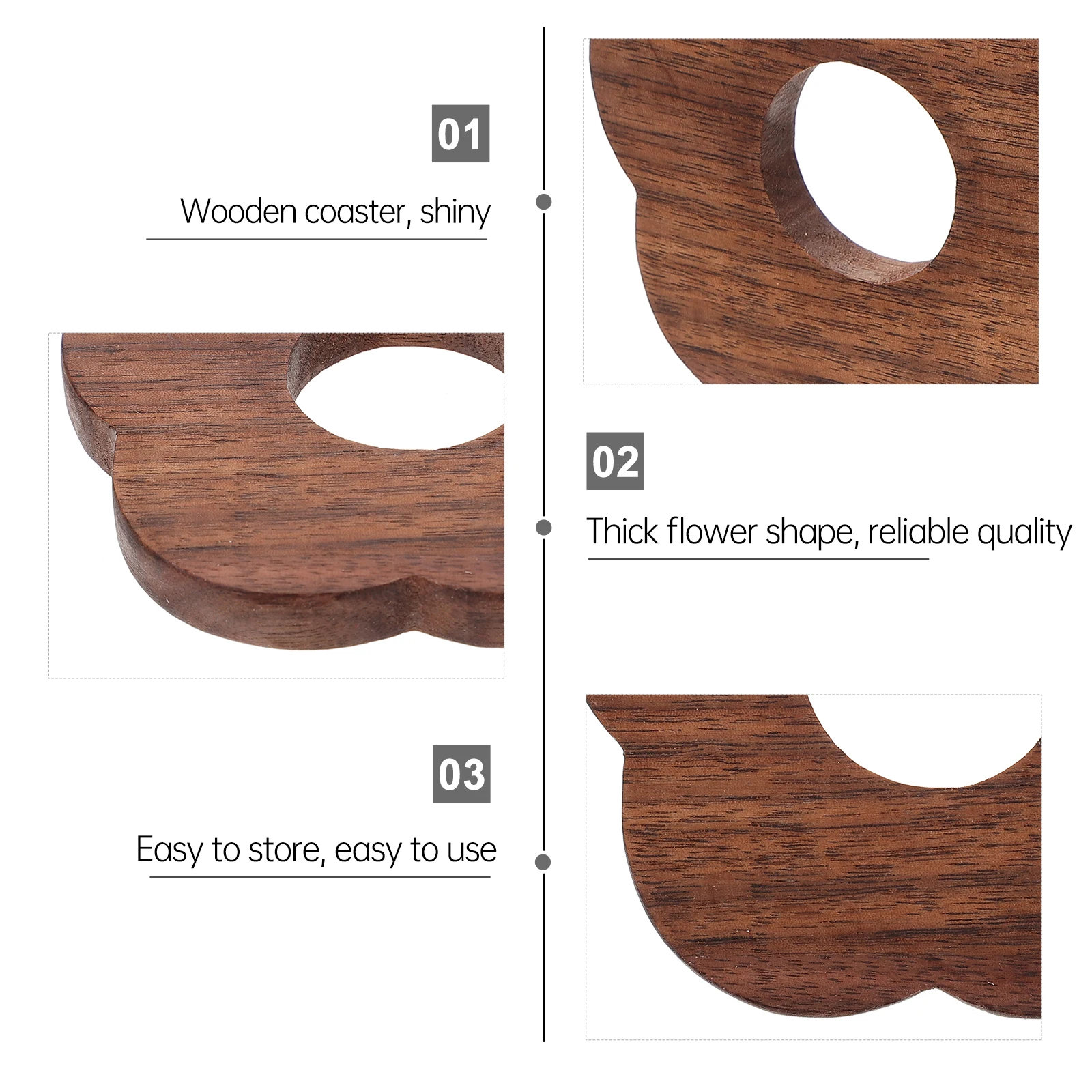 

2pcs Wooden Cup Coasters Heat Resistant Anti Skid Table Mats For Kitchen Home Dining Bowl Pot Protection Household Tableware