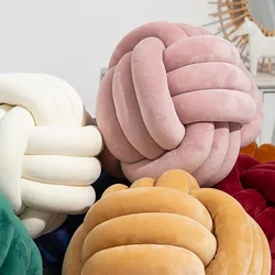 Handmade Knotted Ball Pillows Cute Large Velvet Throw Cushion Home Decoration Cozy Modern Round Plush Pillow Cuscini Divano 방석