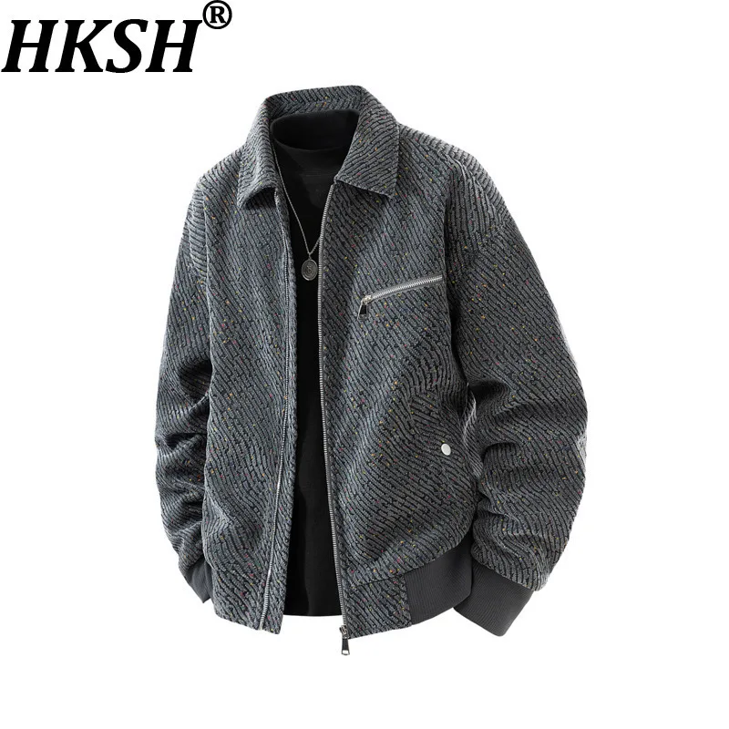 

HKSH осень-зима новая мужская модная винтажная куртка с отложным воротником в американском стиле элегантные модные повседневные пальто HK13702