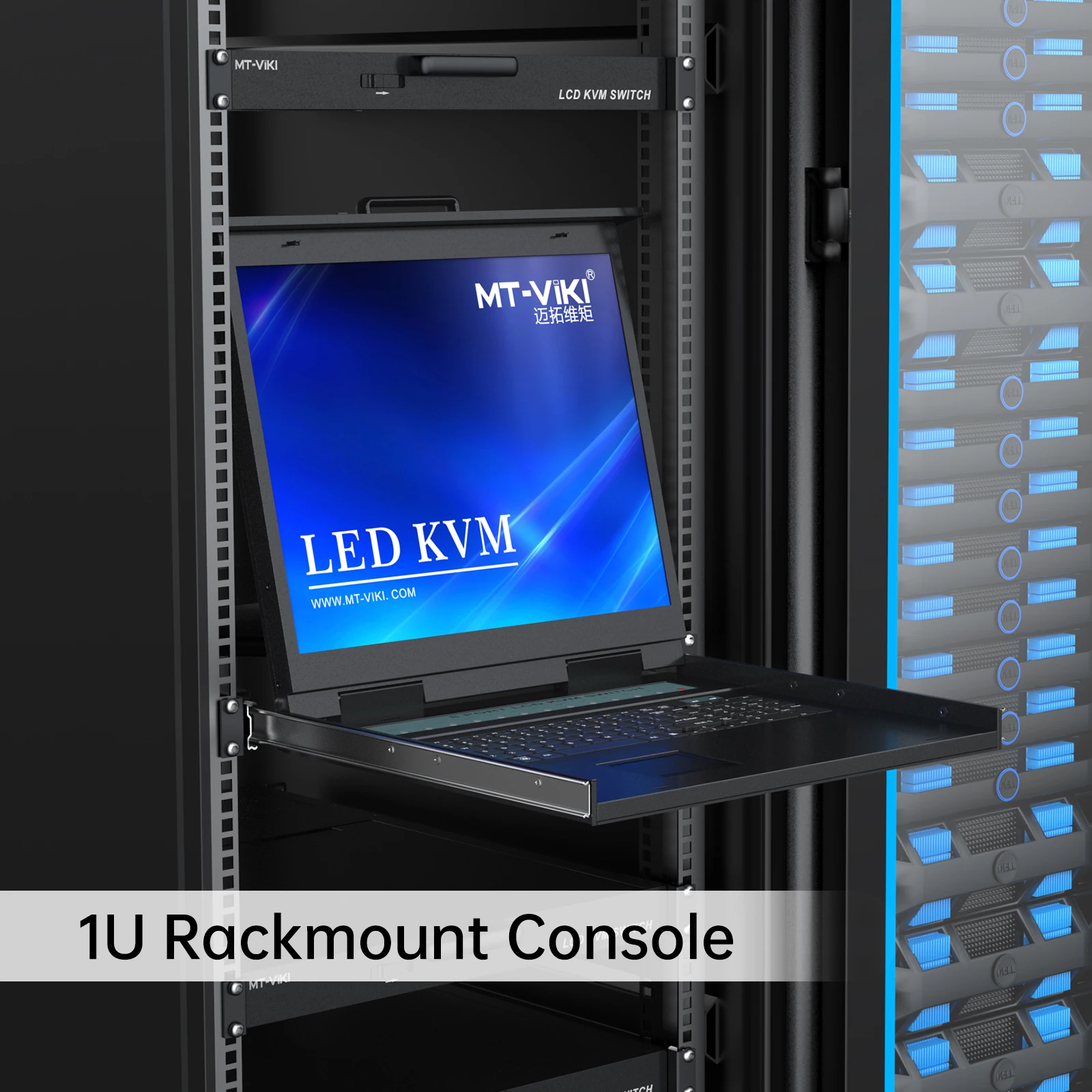 19" LCD IP KVM Console 8 Port VGA + 8-Pack Cables,  Rack KVM Console Drawer, LCD KVM Switch Over Remote IP view 3