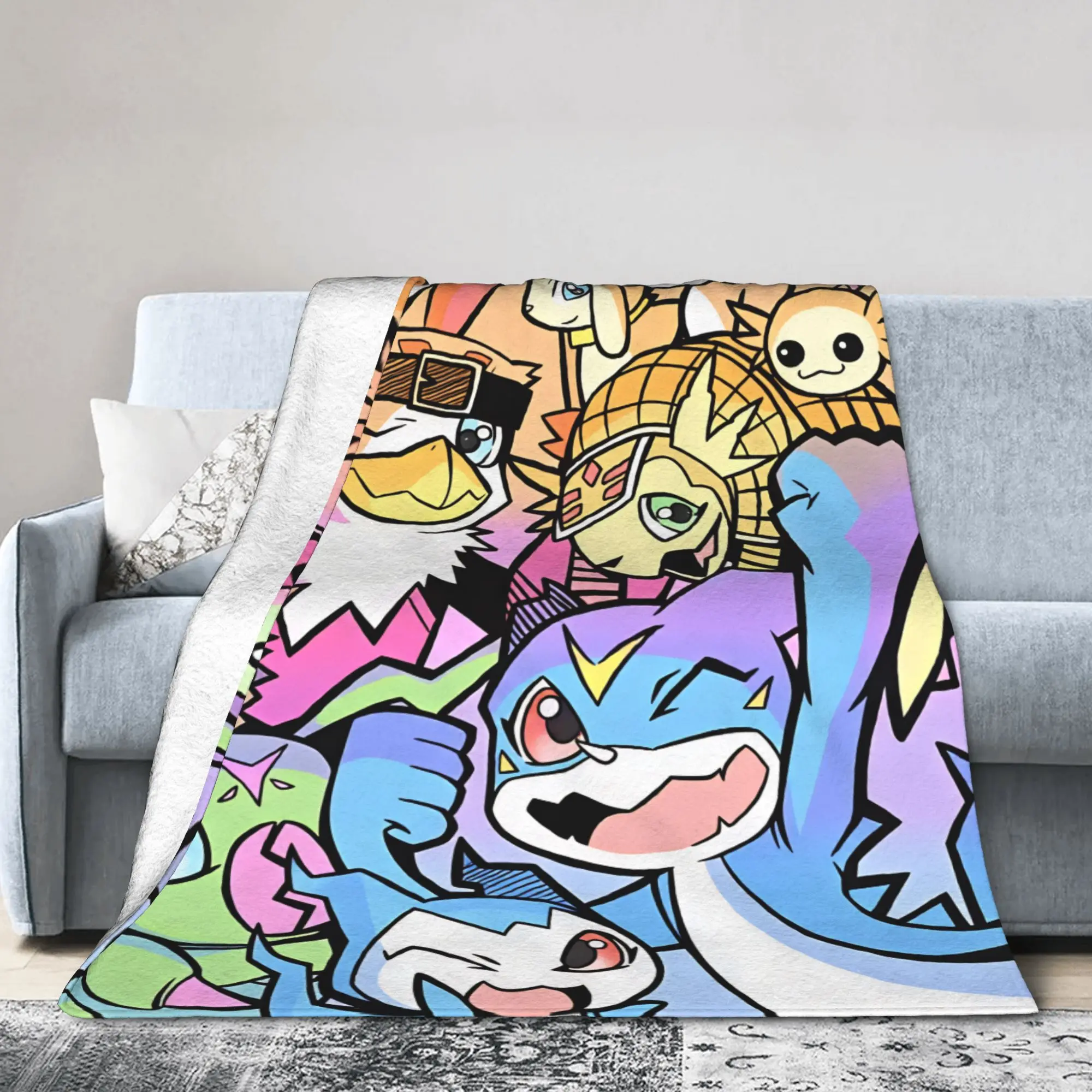 Digimons Warm Soft Blanket  Girls Boys Plush Throw Blanket Fluffy Couch Chair Flannel Bedspread Sofa Bed Cover