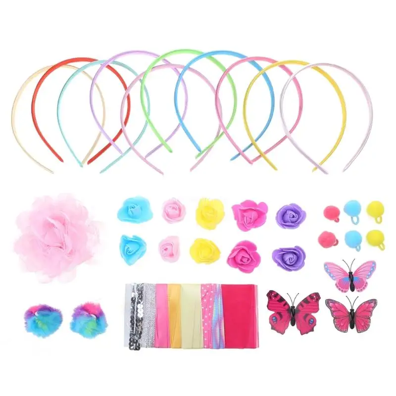 

DIY Headbands DIY Craft for Girls, Various Styles, Add a Touch of Fashion Butterfly Flower Colourful Pompoms Craft Set Dropship