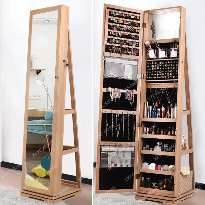 Makeup Mirror Cabinets Hotel Villa Storage Stand Light Luxury  Rotating Floor Dormitory Home Full-length Mirro