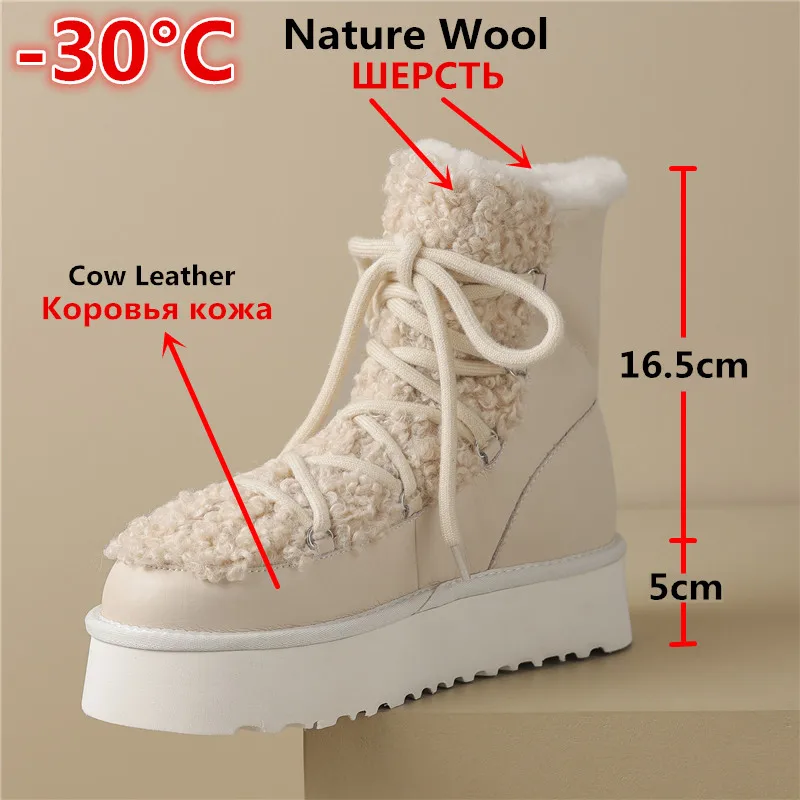 MORAZORA 2024 New Snow Boots Women Nature Wool Warm Winter Boots Genuine Leather Platform Fur Ankle Boots For Women Shoes Size43