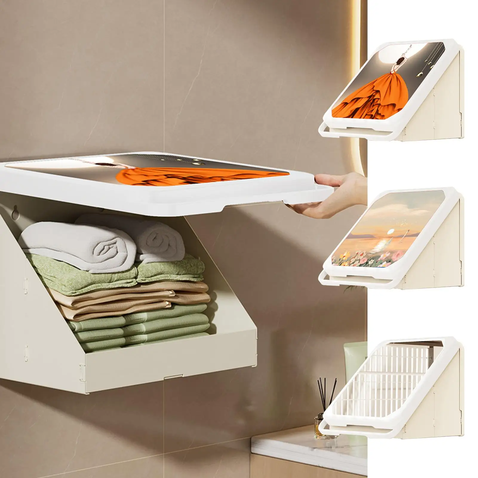 

Bathroom Clothes Storage Box Foldable Storage Box Space-Saving Shelves Mural Clothing Organizer for College Dorm Laundry Kitchen