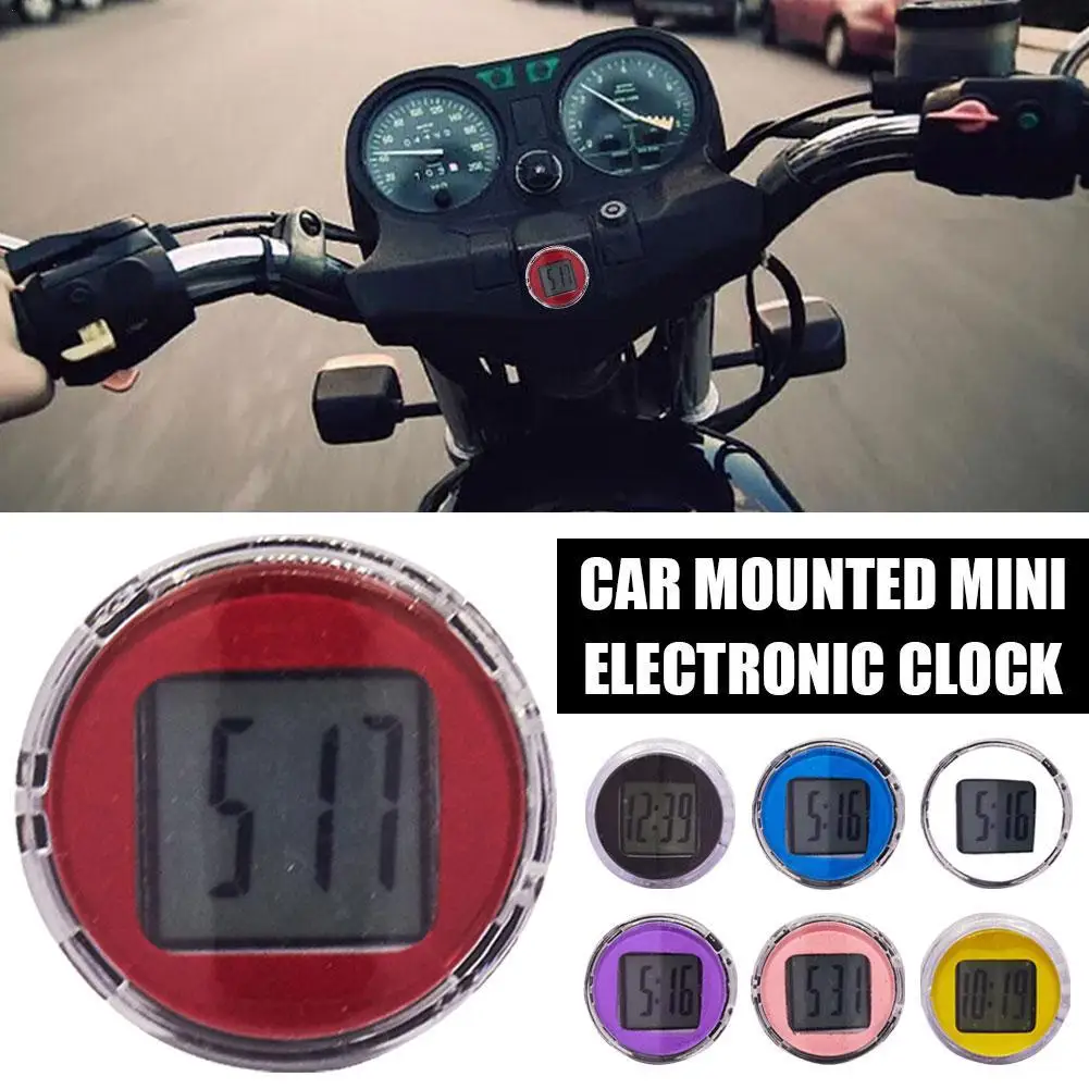 1Pc Mini Waterproof Motorcycle Bike Sticky Digital Display Clock Watch Motorcycle Decoration Auto Car Interior Accessories