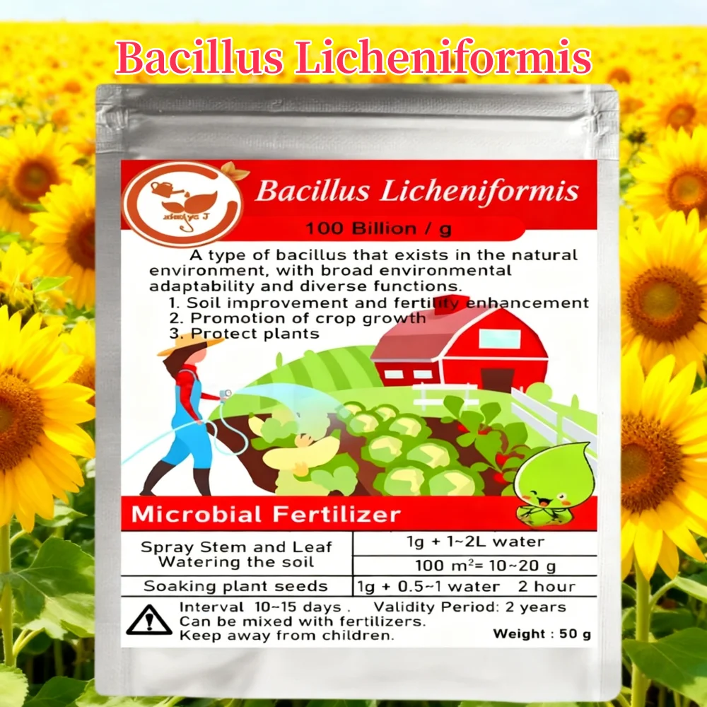 50g de Bacillus Licheniformis, 100 Mil Millones de Microorganismos, Fertilizante Orgánico, Agricultura Ecológica, Mejora la Estructura del Suelo y la Vitalidad de las Plantas