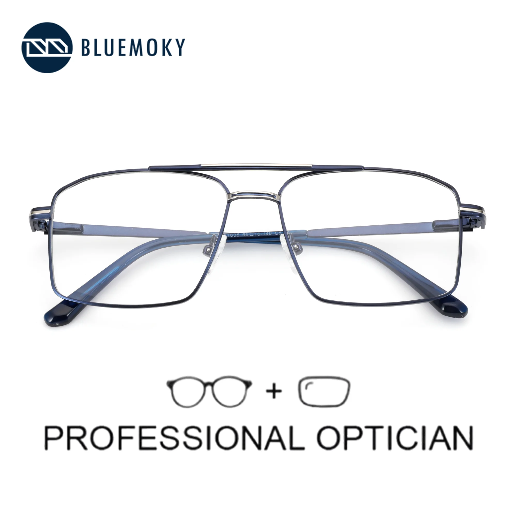 BLUEMOKY M Size Popular Metal Prescription Glasses For Men Aviator Anti Blue Light Photochromic/Myopia Optical Eyewear
