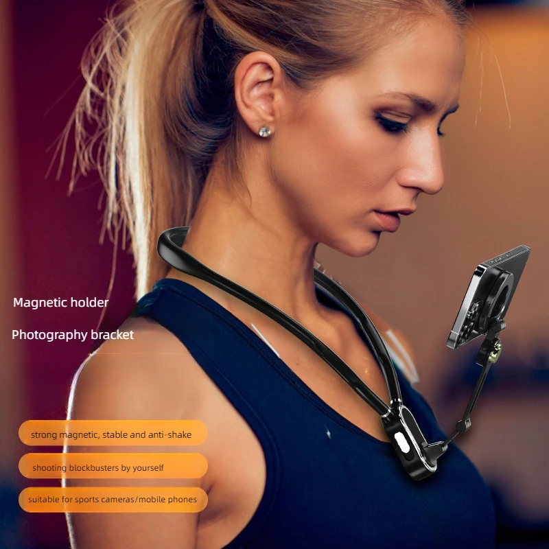 

Necklace Cellphone Stands First-person Perspective Shooting Mobile Phone Neck Hanging Silicone Magnetic for Iphone Gopro XIAOMI