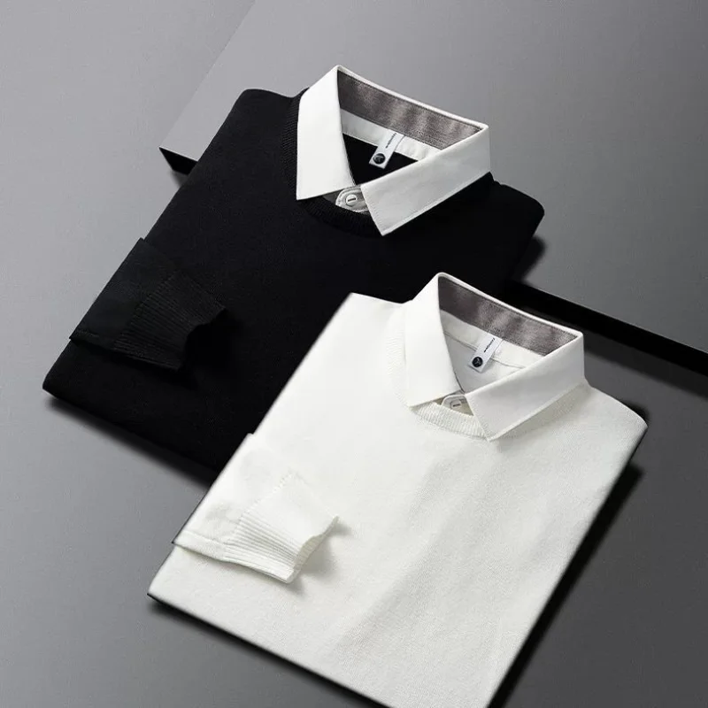 

Hot Selling Popularity Men's Clothing Tops New Half Sleeve Autumn Winter Round Neck Fashion New Comfortable Long Sleeve Sweaters