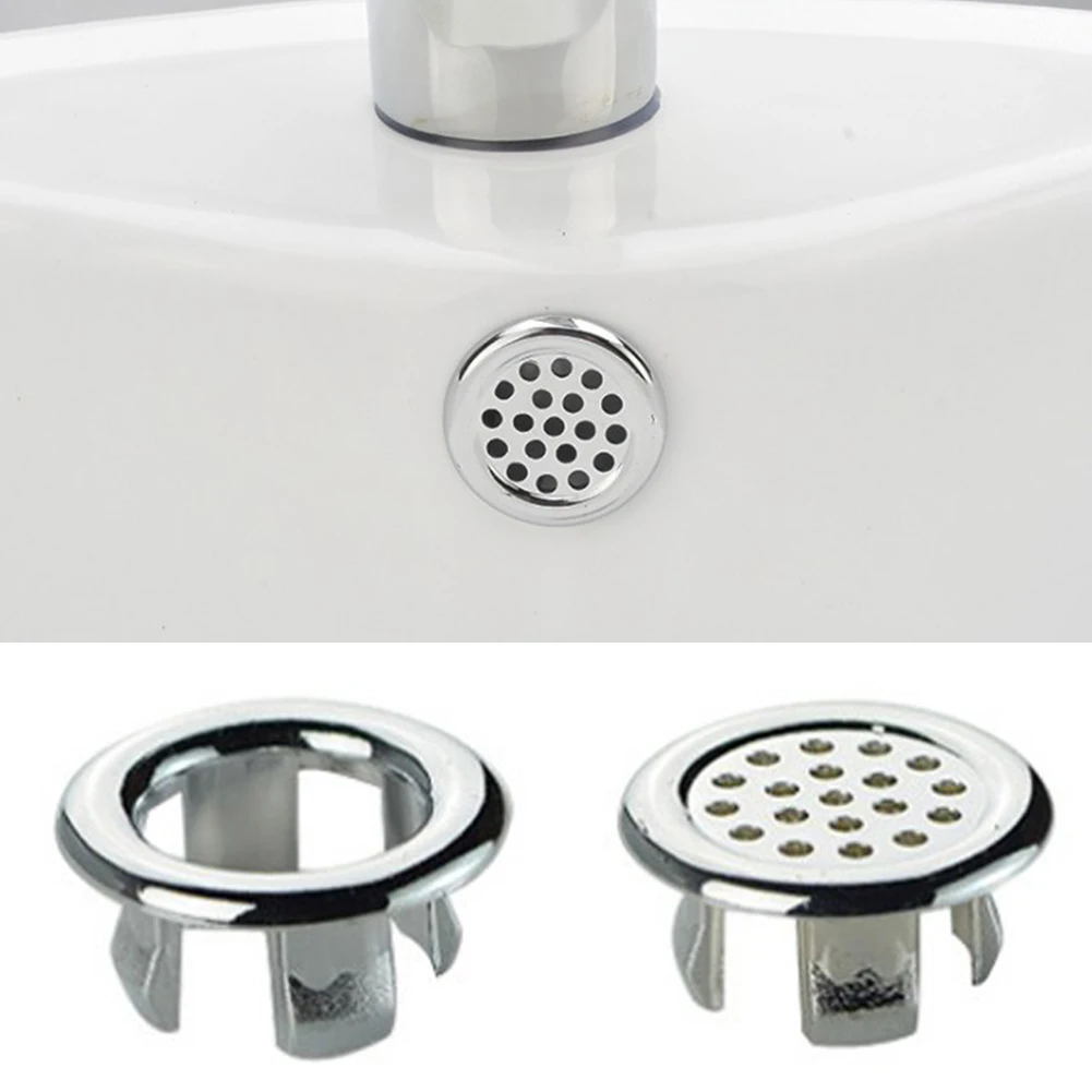 1PC Kitchen Sink Basin Plug Hole Overflow Ring Mesh Hollow Ring Bathroom Wash Basin Round Sink Basin Plastic Overflow Ring