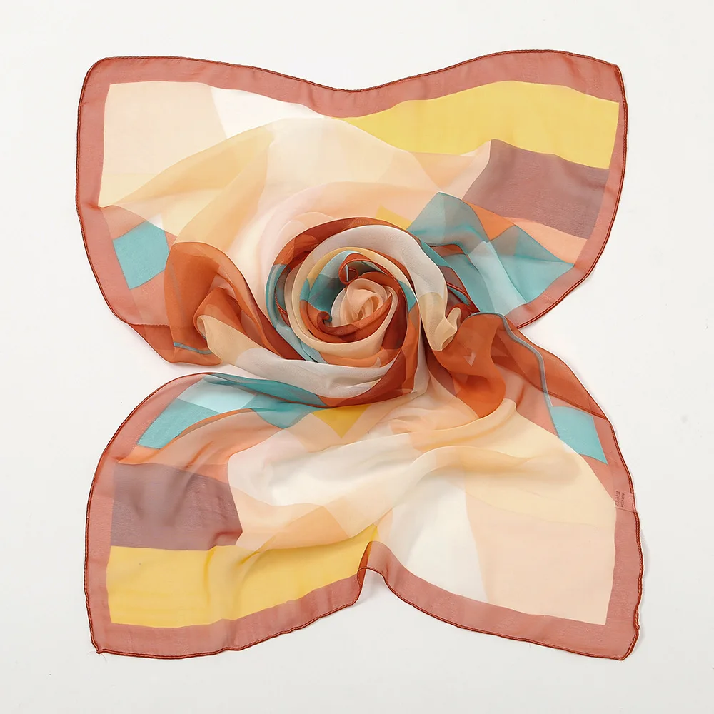 Summer New Chiffon Scarf For Women Colored Plaid Patchwork Sunscreen Scarves Soft Thin Foulard Viscose Autumn Female Wrap Shawls