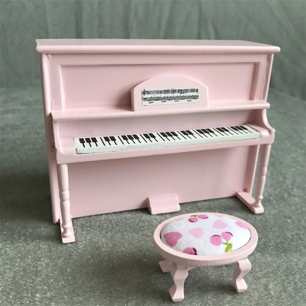 Piano Mini Furniture Miniature House Accessory Delicate with Chair Bamboo Child