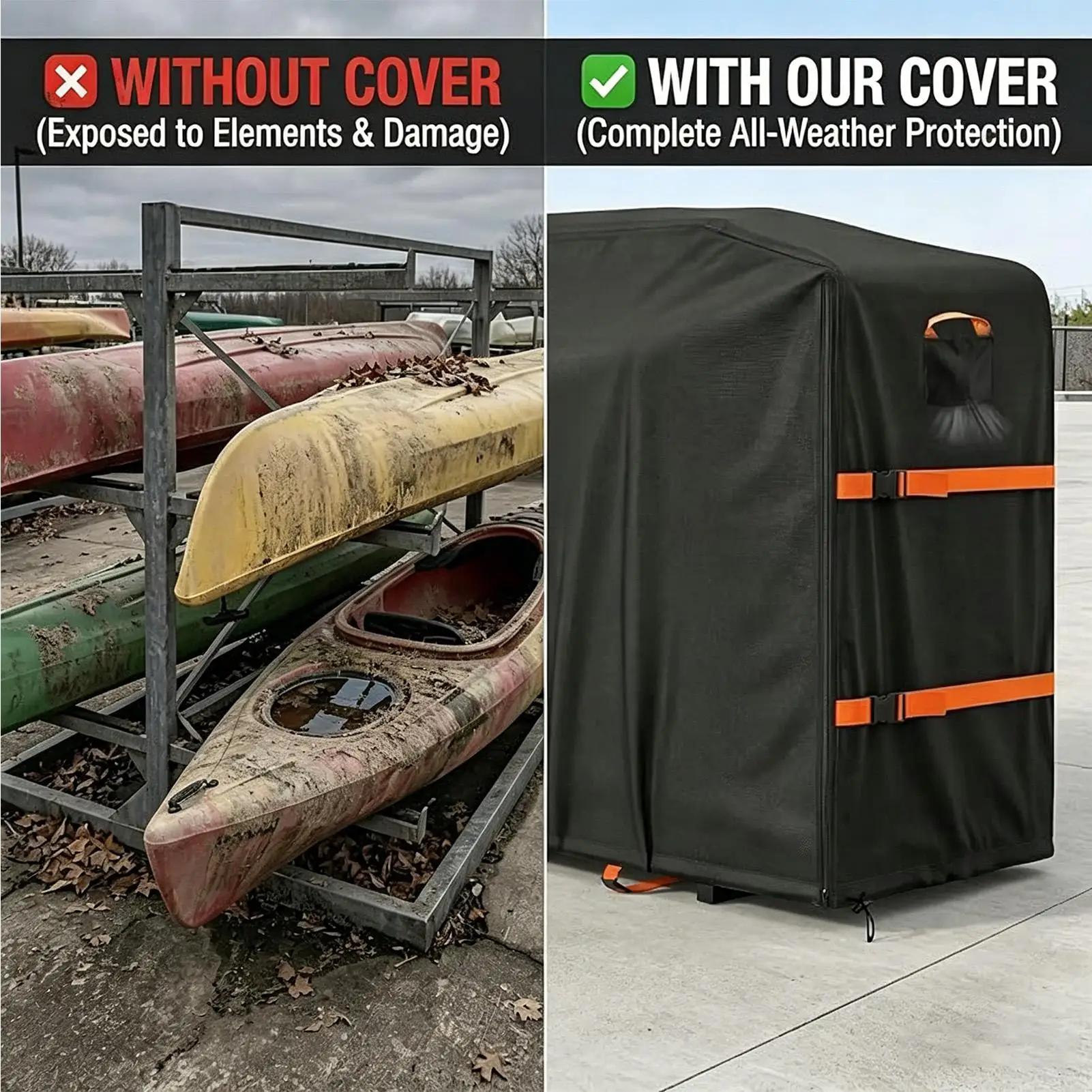 

Kayak Rack Cover Waterproof Outdoor Canoe Storage Protector Kayak Rack Dust Cover For Garden Patio Courtyard Beach Cabin