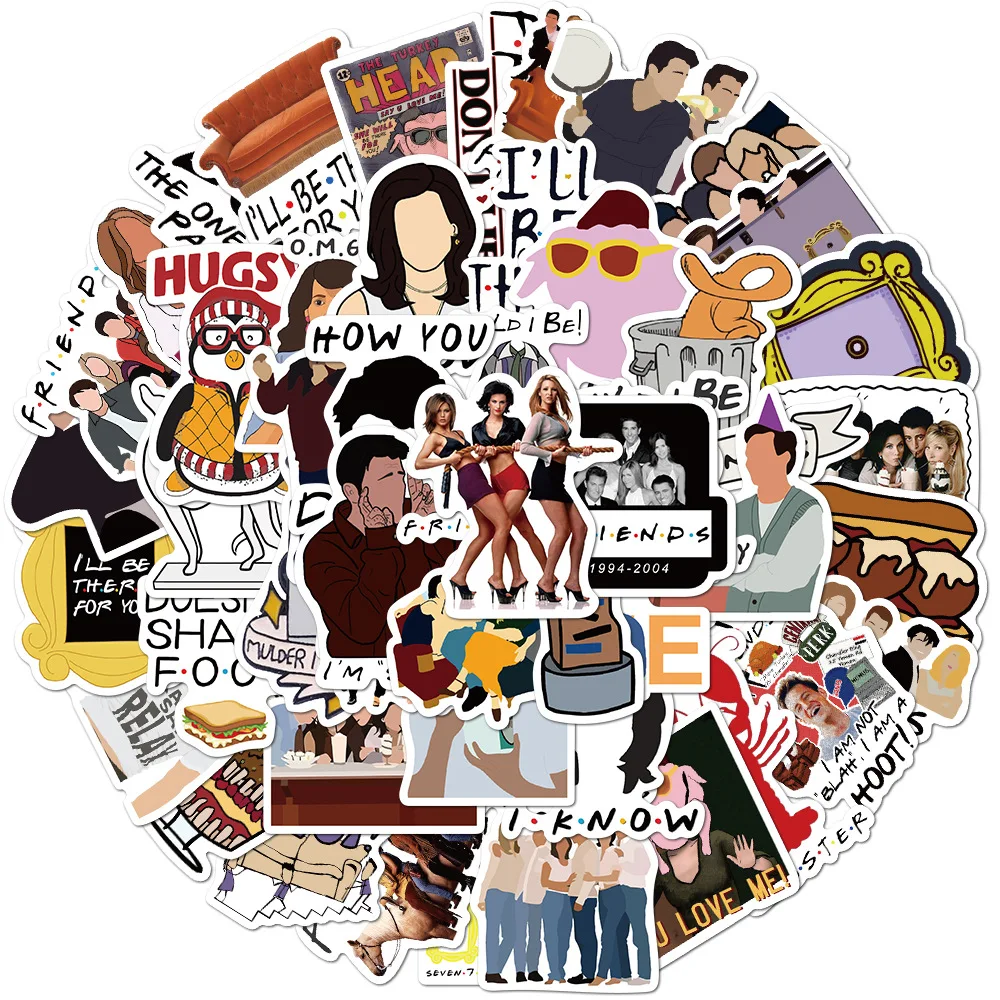50 Stück Freunde Aufkleber Lustige TV-Show Brief Anime Vintage Paster Geschenk Spielzeug Aufkleber Scrapbooking DIY Laptop Aufkleber Geschenke