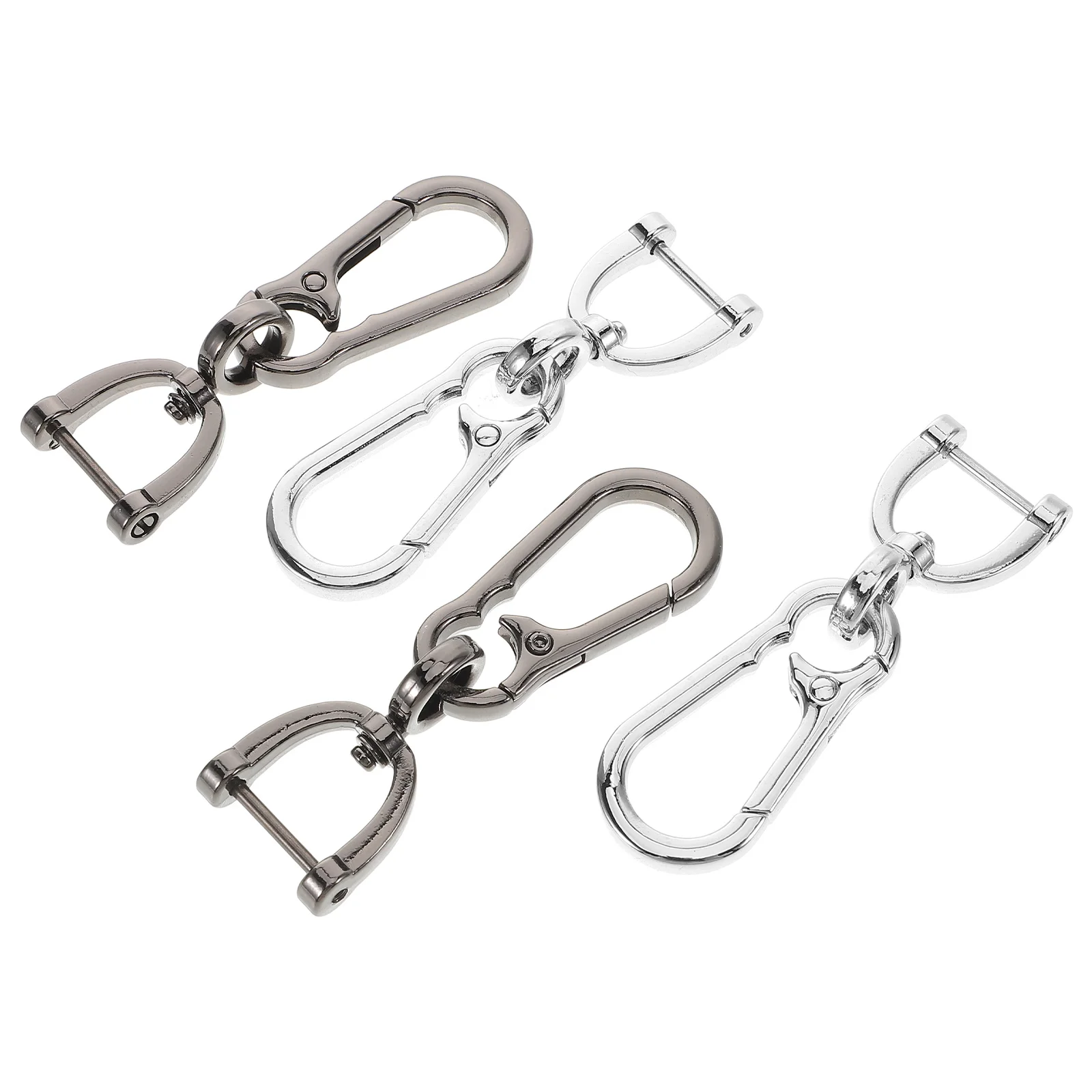 

4Pcs ZincAlloy HorseshoeBuckle Keychain DurableMini CarabinerClip HeavyDuty KeyRings DetachableSwivelHook AntilossClimbing