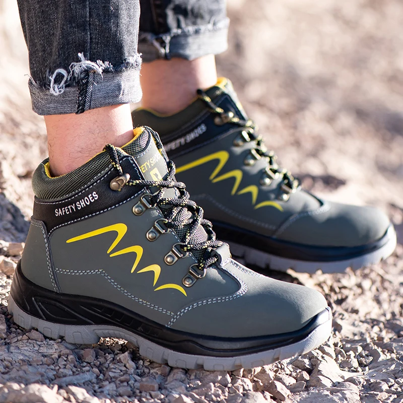 مقاوم للماء غير قابل للتدمير أحذية أمان للرجال البناء الصلب تو أحذية عمل عدم الانزلاق البحرية منصة بوتاس للرجال الأحذية #3