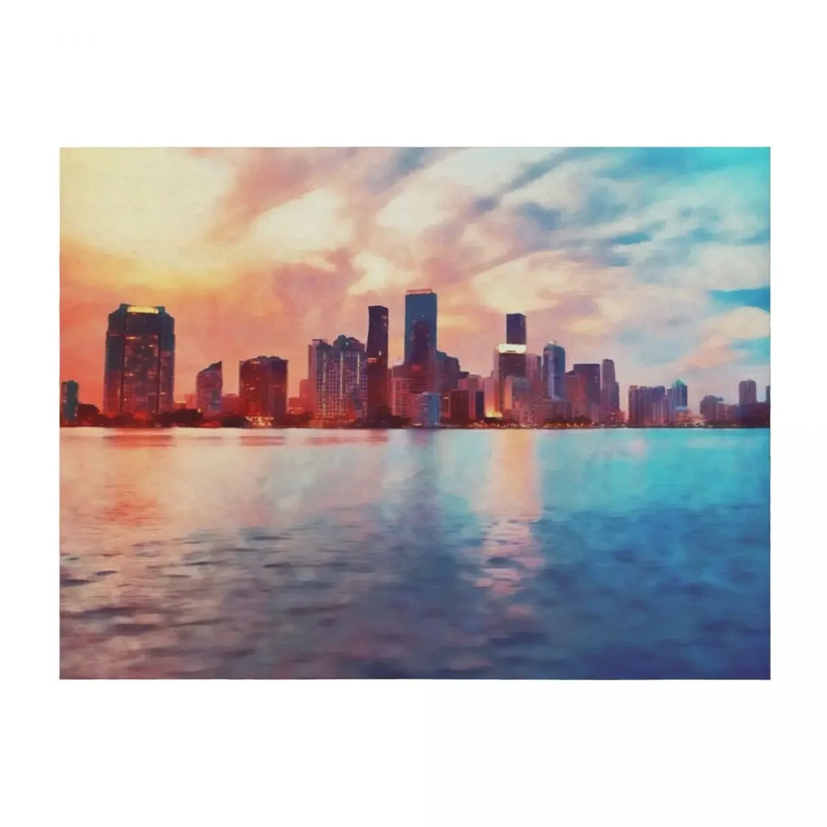 

Miami Cityscape Throw Blanket wednesday Softest Cute Plaid Large Blankets