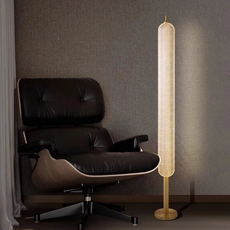 Modern minimalist LED floor lamp, living room, bedroom, study, Nordic Ins style creative remote control dimming vertical lamp
