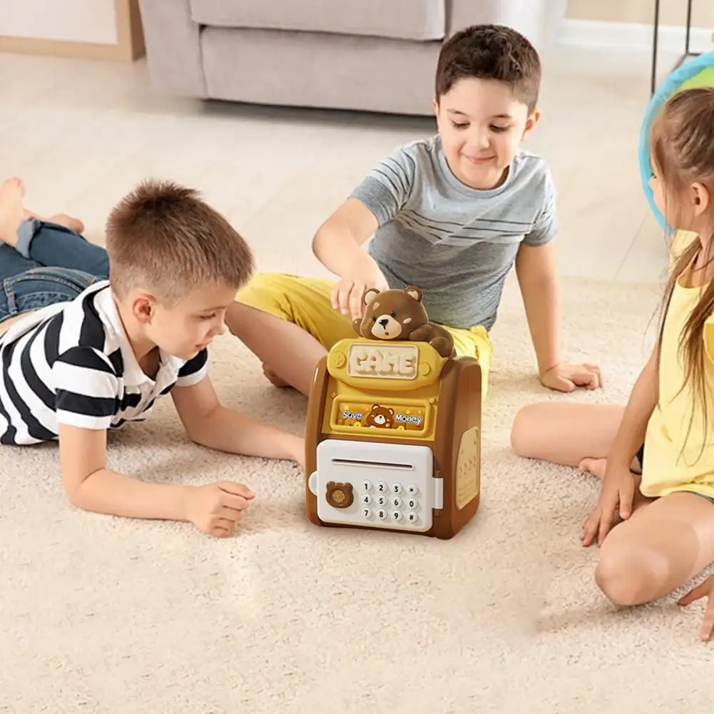 Urocza skarbonka w kształcie zwierzaka, wielofunkcyjna, realistyczna skarbonka na hasło z odciskiem palca, automatyczne zwijanie monet z realistycznym efektem dźwiękowym.