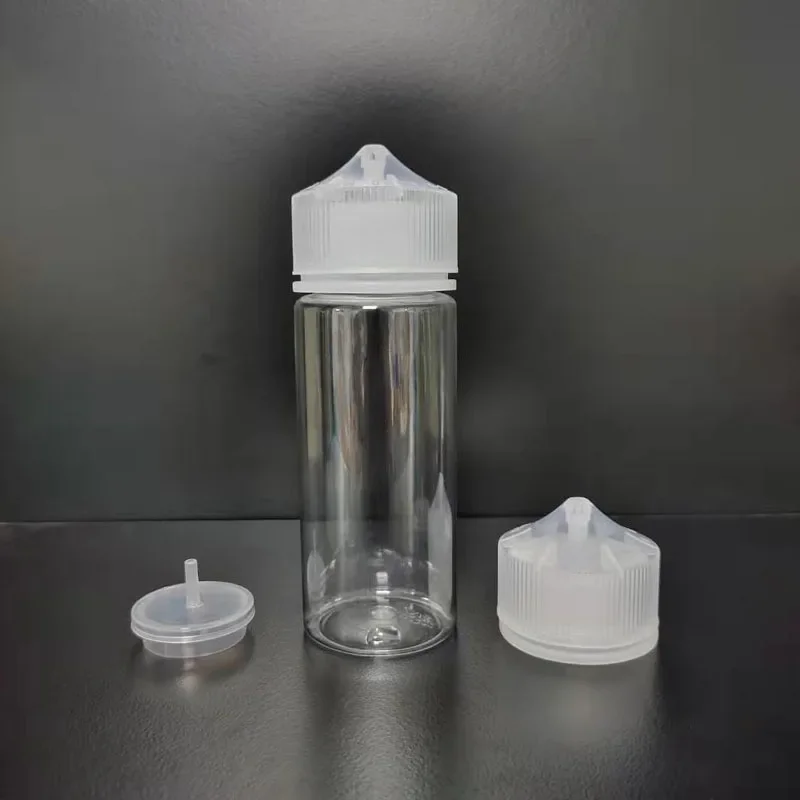 5pcs 30ml 60ml 100ml 120ml Plastic PET Transparent Bottles Empty E-Liquid Vape Dropper Bottles Long Tip with Childproof Cap